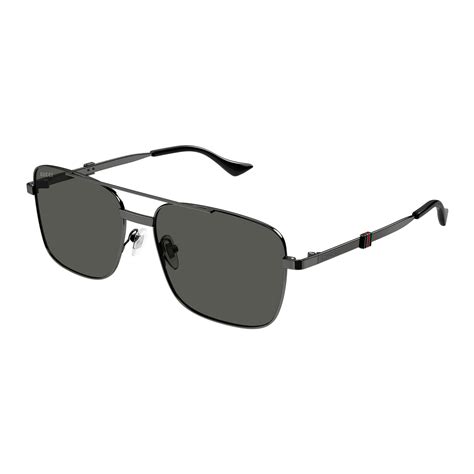 gucci gg1441s|Square frame sunglasses in ruthenium grey metal .